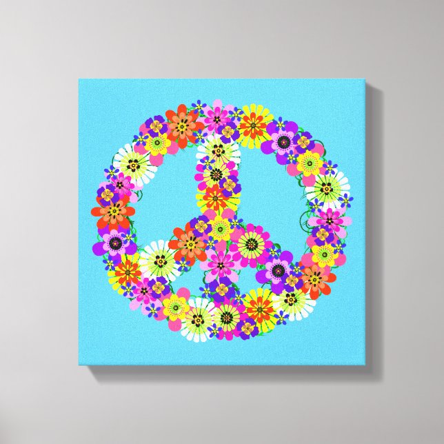 Fredsteckenets Blommigt på Himlar Blue Canvastryck (Framsida)
