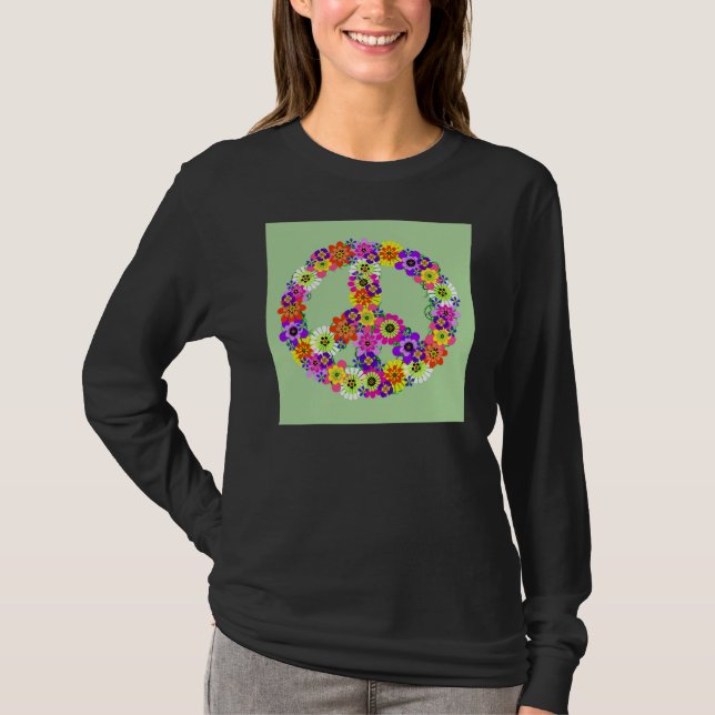 Fredsteckenets Blommigt T-shirt (Framsida)