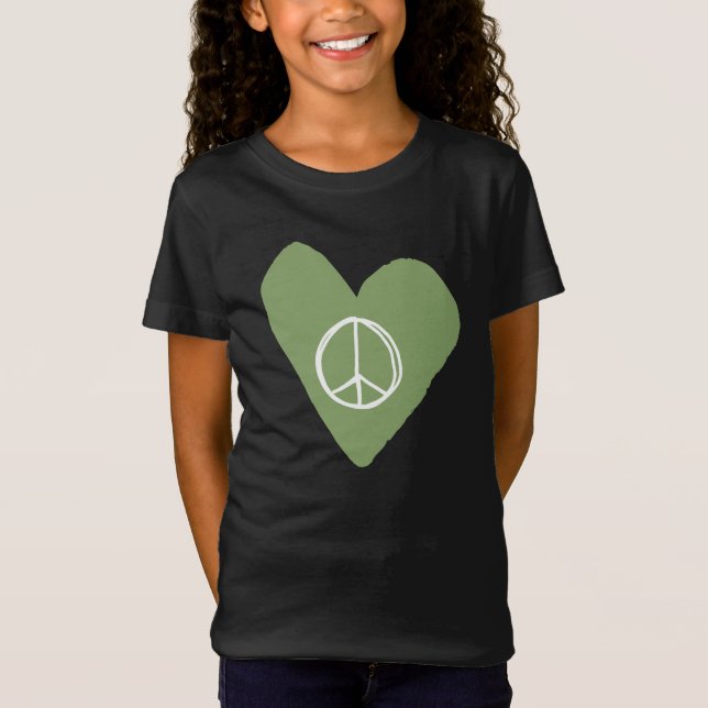 Fredsteckenets hjärta t shirt (Framsida)