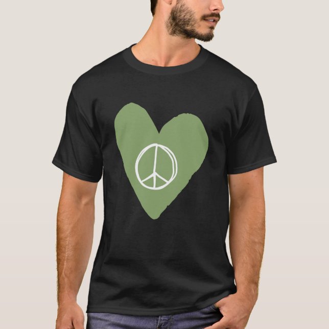 Fredsteckenets hjärta t shirt (Framsida)