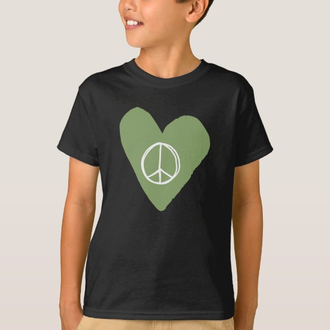 Fredsteckenets hjärta t shirt (Framsida)