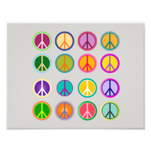 FredsteckenHippie Popart, 70th, 1970 Fototryck