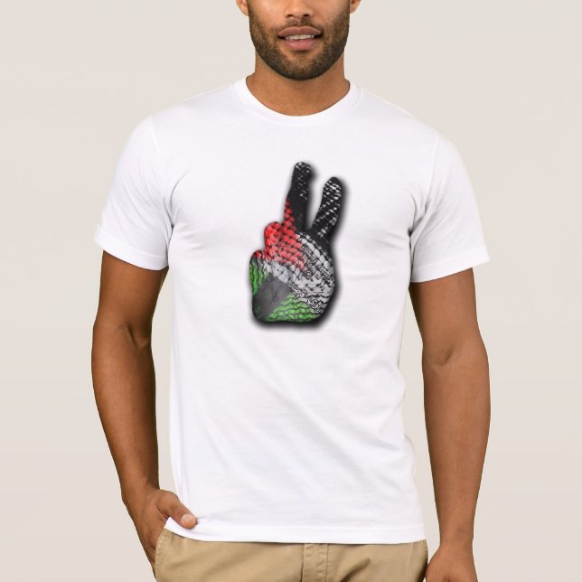 FREDSTECKENPALESTINA BESTÄLLNINGS- FLAGGA HATTAH TEE SHIRT (Framsida)