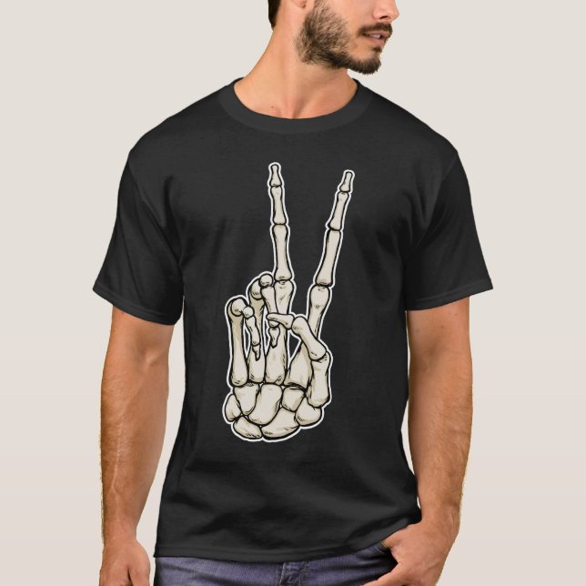 Fredsteckenskelett räcker t-shirt (Framsida)