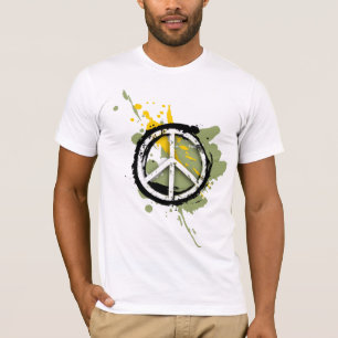Fredsteckenvit på den svart hoodien t shirt