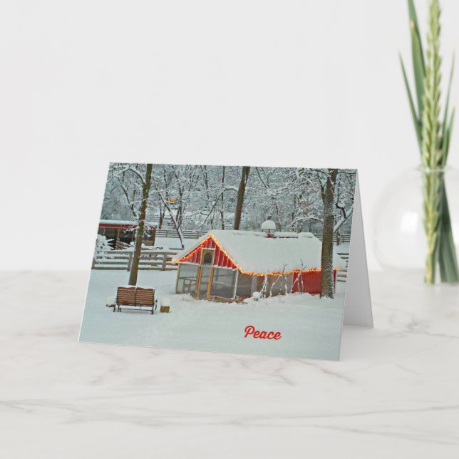 Fredsterkort med en scen för snögårdar helgkort (Framsida)
