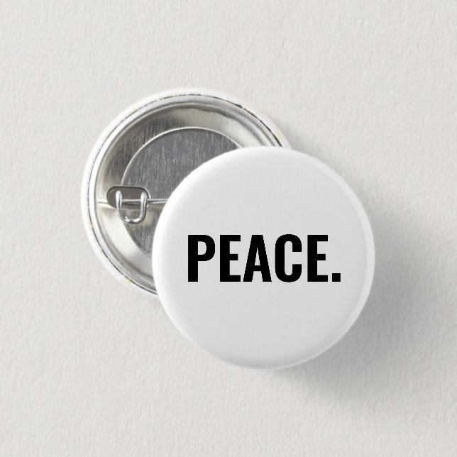 Fredstext, vit och svart, minimalistisk mot krig knapp (Framsida & baksida)