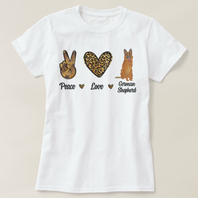 Fredstyska schepherd Leopard Älskare Pet Hund P T Shirt (Design framsida)