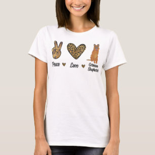 Fredstyska schepherd Leopard Älskare Pet Hund P T Shirt