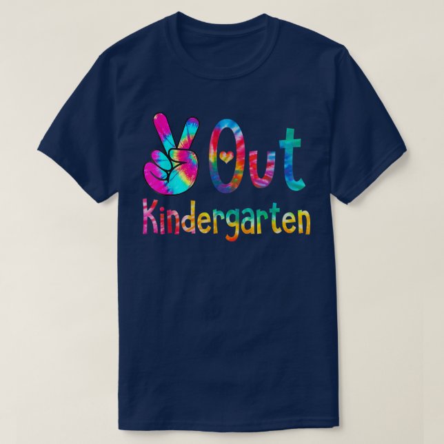 Fredsutgång Kindergarten Tie Dye Studenten förra d T Shirt (Design framsida)
