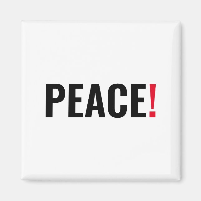 Fredsutropstecken vit svart, röd mot krig magnet (Framsidan)