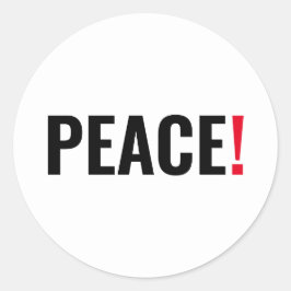 Fredsutropstecken vit svart, röd mot krig runt klistermärke