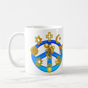 Fredsymbol som förenar alla världsreligioner kaffemugg