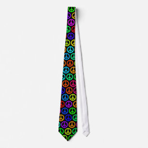FredsymbolTie (regnbågefärger på svart) Slips
