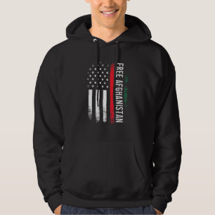 Free Afghanistan American Flagga Afghan Support Id Hoodie