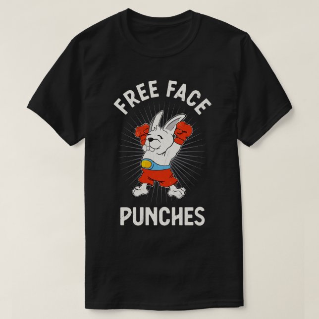 Free Ansikte Slår Roligt Boxing Rabbit T Shirt (Design framsida)