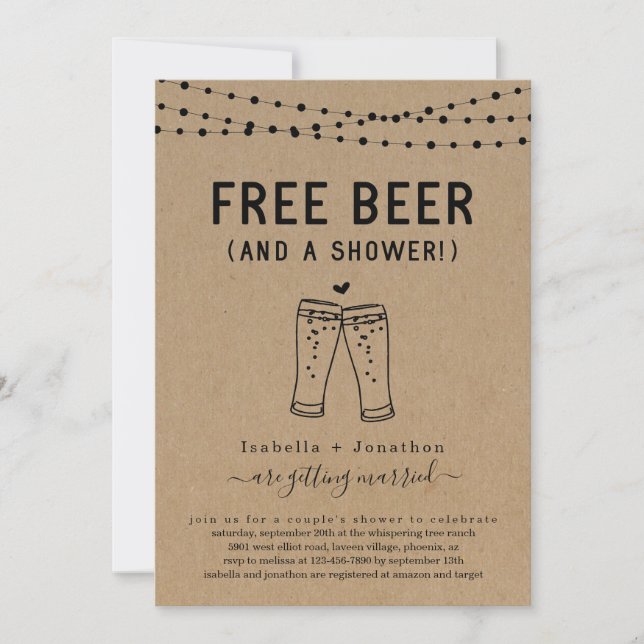 Free Beer Funny Couples Möhippa Möhippa Inbjudningar (Framsida)