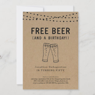 Free Beer Funy Vuxen Födelsedagsfest inbjudan