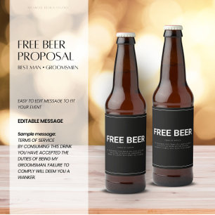 Free Beer Groomsman Frieri Ölflaska Etikett