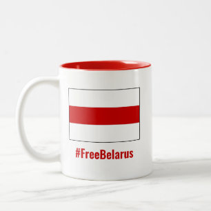 Free Belarus - English - White Red White Flagga Två-Tonad Mugg
