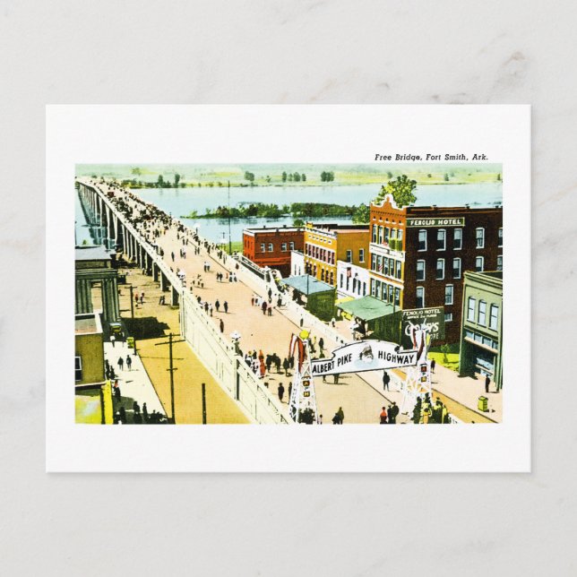 Free Bridge, Fort Smith, Arkansas. Vykort (Framsida)