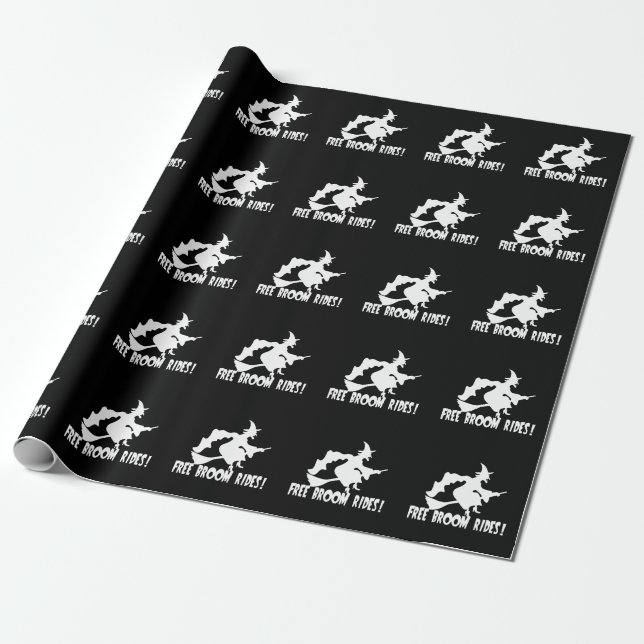 Free Broom Rides Funny Witch Presentpapper (Utrullad)