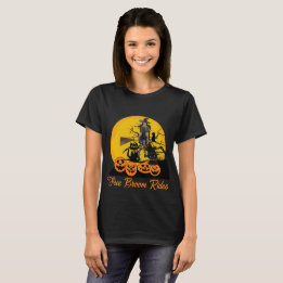 Free Broom Rides Halloween Witch Cats Pumpkins Rol T Shirt