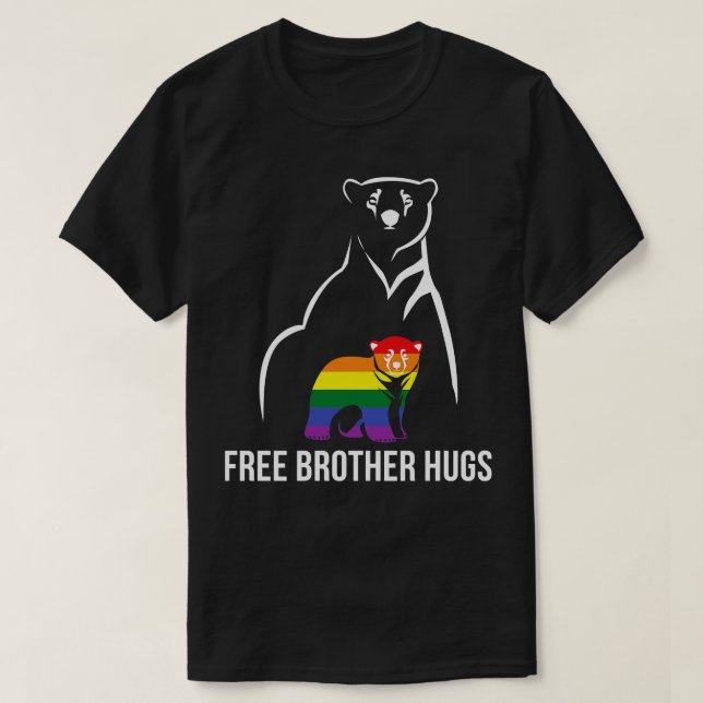 Free Brother Hugs Gay pride LGBT Rainbow Manar T Shirt (Design framsida)
