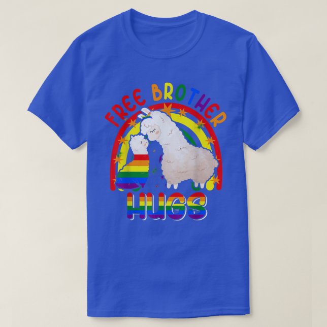 Free Brother Hugs Two Llamas Proud LGBT Rainbow Fa T Shirt (Design framsida)