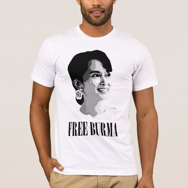 Free Burma - Aung Sang Suu Kyi T Shirt (Framsida)