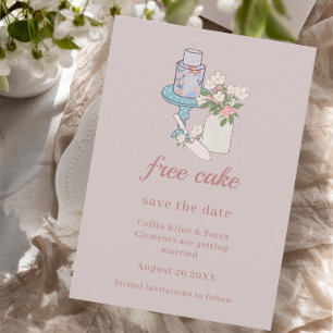 Free Cake Funny Dusty Rosa Inbjudningar