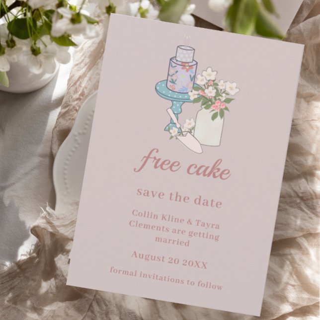 Free Cake Funny Dusty Rosa Inbjudningar (Skapare uppladdad)