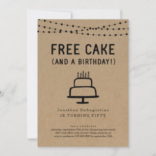 Free Cake Funny Födelsedagsfest inbjudan