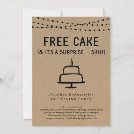 Free Cake Funy Surprise Födelsedagsfest inbjudan
