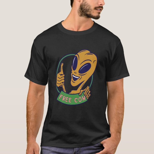 free cow alien space aliens  ufo t shirt (Framsida)