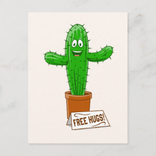Free Cuctus Hugs Funny Vykort