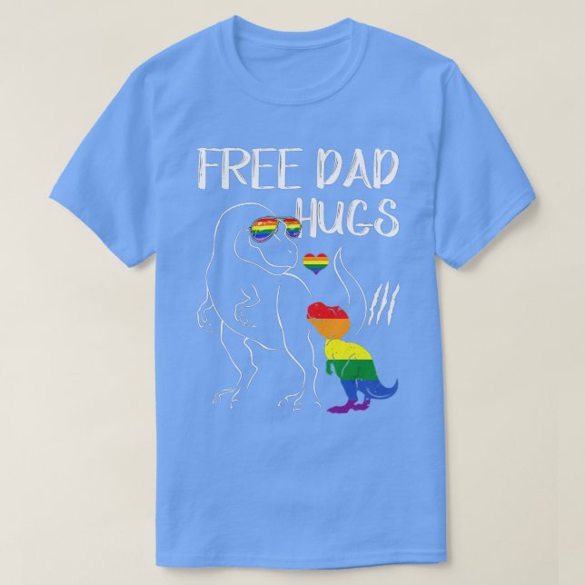Free Dad Hugs LGBT Pride Dad Dinosaur Rex  Gift  T Shirt (Design framsida)