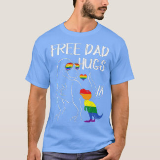Free Dad Hugs LGBT Pride Dad Dinosaur Rex Gift T Shirt