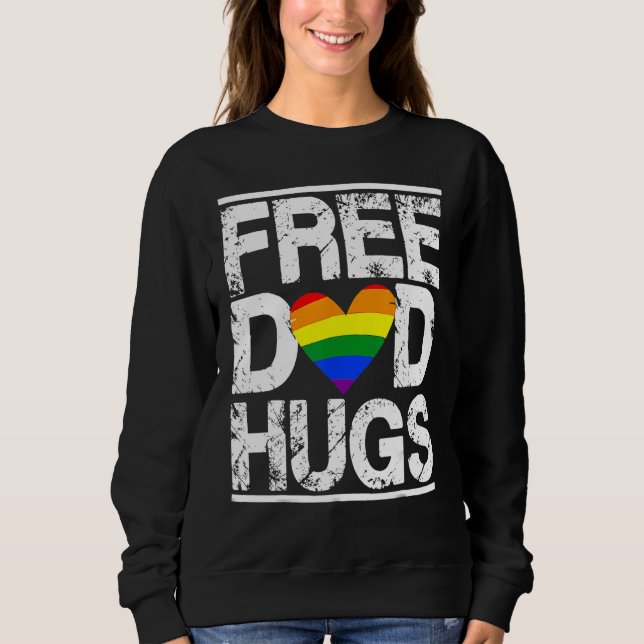 Free Dad Hugs Rainbow LGBT Pride Month Fathers Day T Shirt (Framsida)