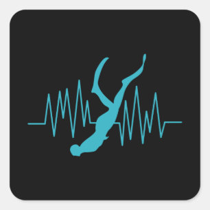 Free Dive Heartslag Freediver Free Diving Apnea Fyrkantigt Klistermärke