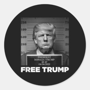 Free Donald Trump Mugshot Runt Klistermärke