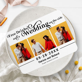 Free Drinks Bröllop spara datum 3 Photo Magnet