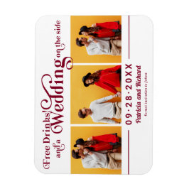 Free Drinks Bröllop spara datum 3 Photo Magnet