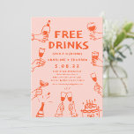 Free Drinks Funny Photo Qrcode Bröllop Inbjudningar<br><div class="desc">Brölloksinbjudan till gratis dränkar,  snyggt fotopapper</div>