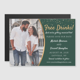 Free Drinks Grönt Guld Photo Spara datum magneter