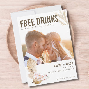 Free Drinks Photo Boho Bröllop spara datum Spara Datumet