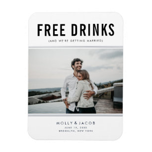 Free Drinks Photo Bröllop spara datum Magnet