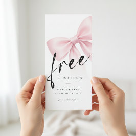 Free Drinks Pink Bow Modern Wedding Save the Date Spara Datumet