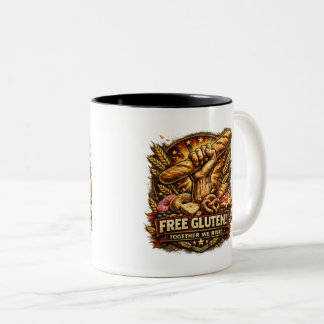 Free Gluten! Funny Bread Lover Coffee Mug Två-Tonad Mugg