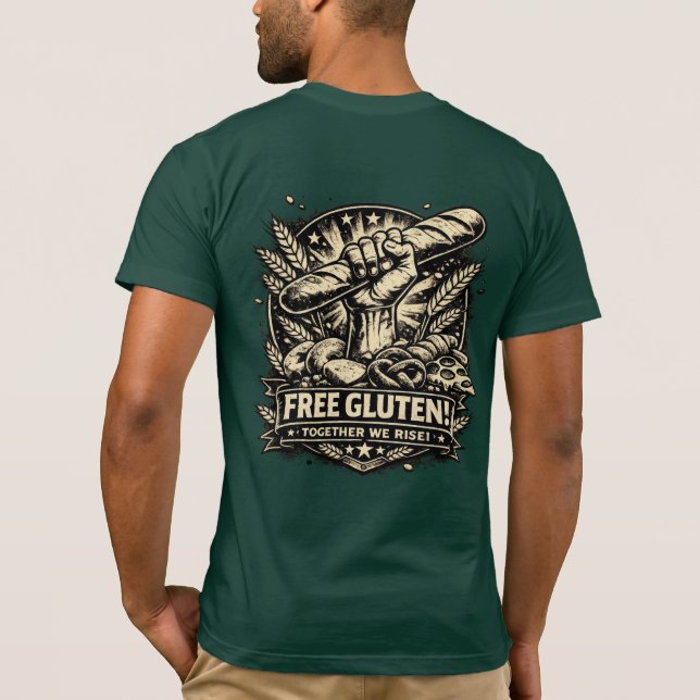 🥖🥐Free Gluten! – Funny Food T-Shirt 🥨🥯 (Baksida)